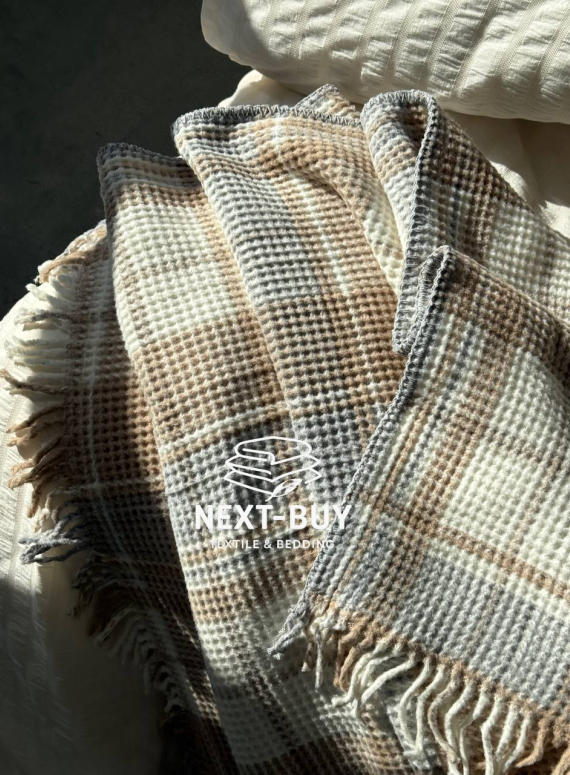 Плед в клетку Aksu Cozy Life Inka Bej