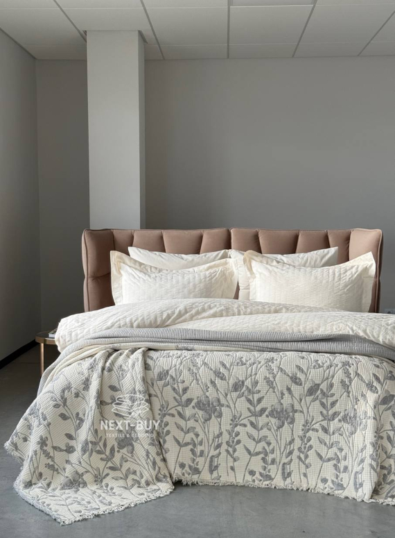 Муслиновое покрывало Misty Garden Gri евро Турция