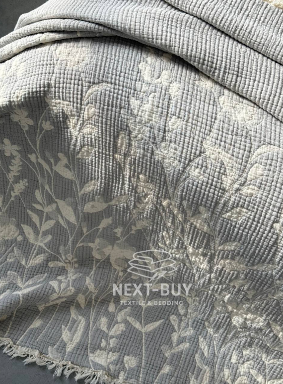 Муслиновое покрывало Misty Garden Gri евро Турция