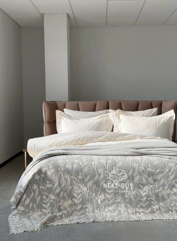 Муслиновое покрывало Misty Garden Gri евро Турция