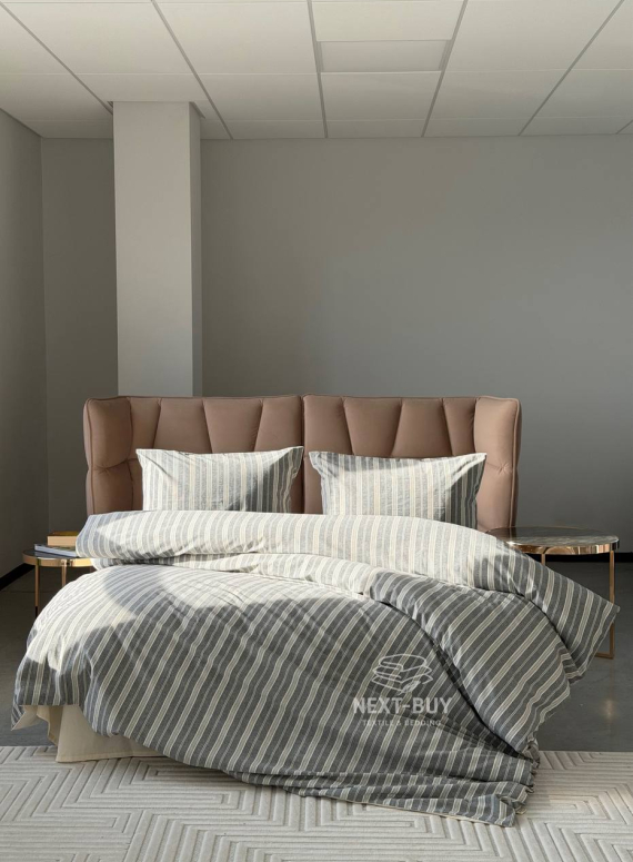 Постільна білизна з простирадлом на резинці Saheser Nadia Antrasit євро