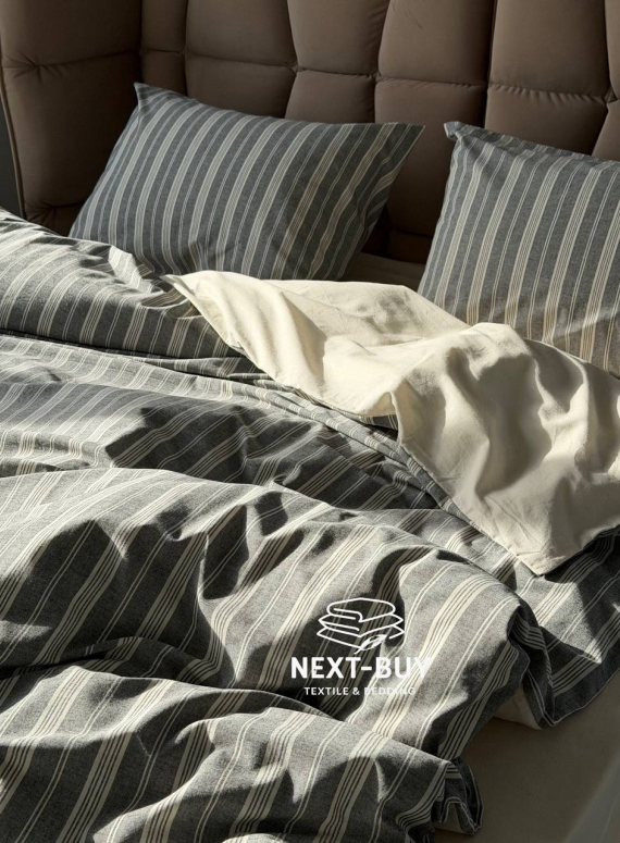 Постільна білизна з простирадлом на резинці Saheser Nadia Antrasit євро