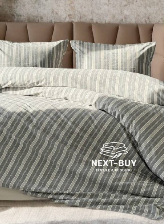 Постільна білизна з простирадлом на резинці Saheser Nadia Antrasit євро