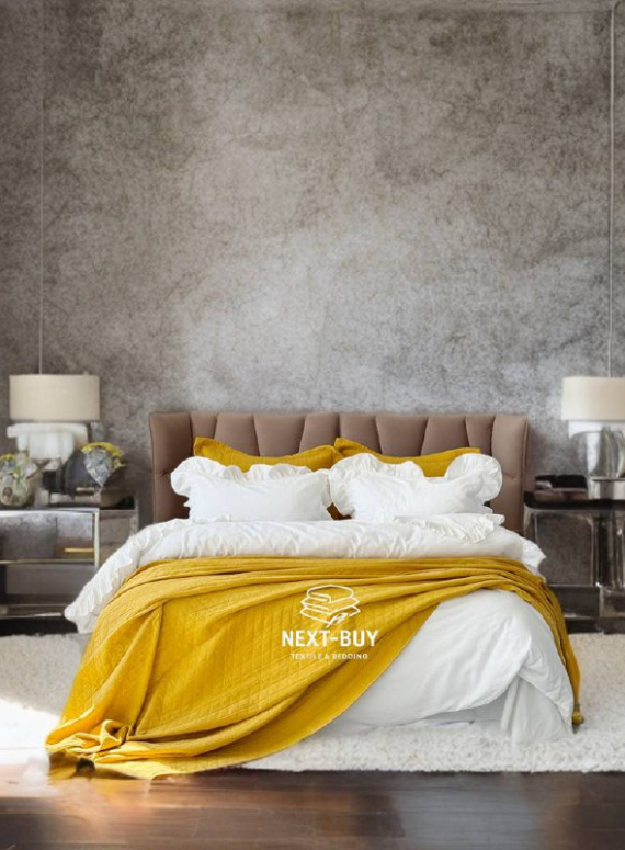 Бавовняне покривало з наволочками Saheser Orella yellow євро Туреччина