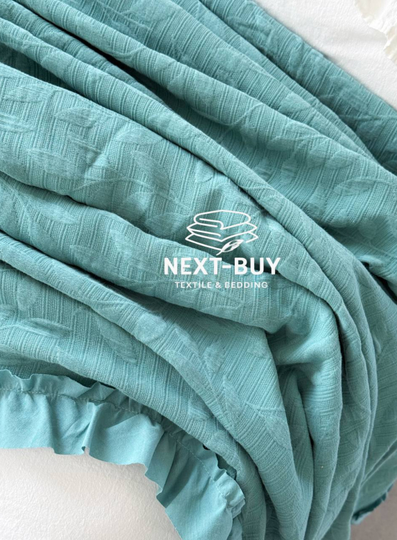 Жакардове покривало з наволочками Saheser Ilda green євро Туреччина