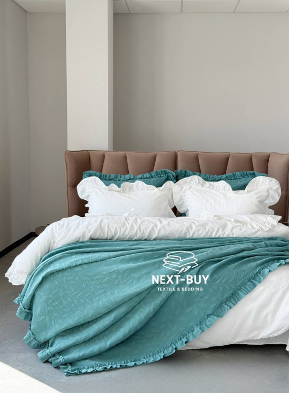 Жакардове покривало з наволочками Saheser Ilda green євро Туреччина