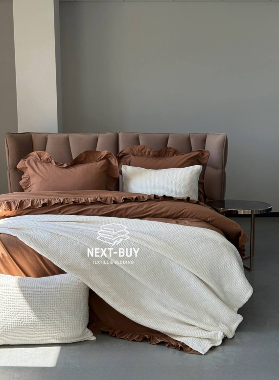 Жакардове покривало з наволочками Saheser Salsa krem євро Туреччина