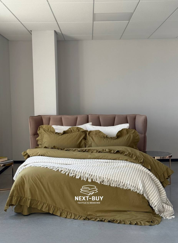Эксклюзивное постельное белье Limasso Exclusive Olive 200x220 из вареного хлопка