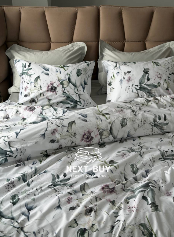 Постільна білизна преміум сатин 300 TC Digital Saheser RUMA євро комплект з дизайнерським квітковим принтом Туреччина