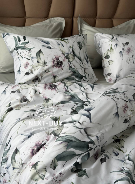 Постільна білизна преміум сатин 300 TC Digital Saheser RUMA євро комплект з дизайнерським квітковим принтом Туреччина