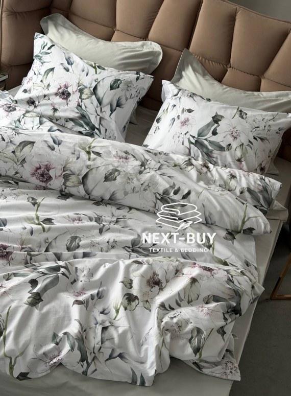 Постільна білизна преміум сатин 300 TC Digital Saheser RUMA євро комплект з дизайнерським квітковим принтом Туреччина