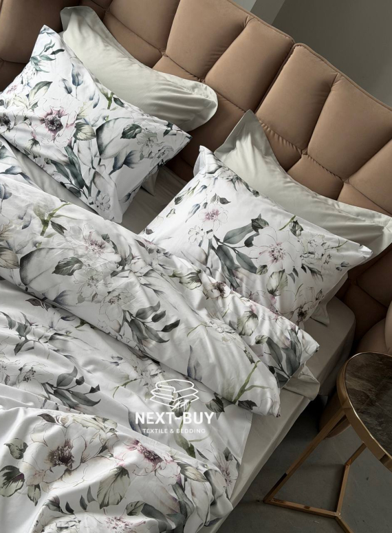 Постільна білизна преміум сатин 300 TC Digital Saheser RUMA євро комплект з дизайнерським квітковим принтом Туреччина
