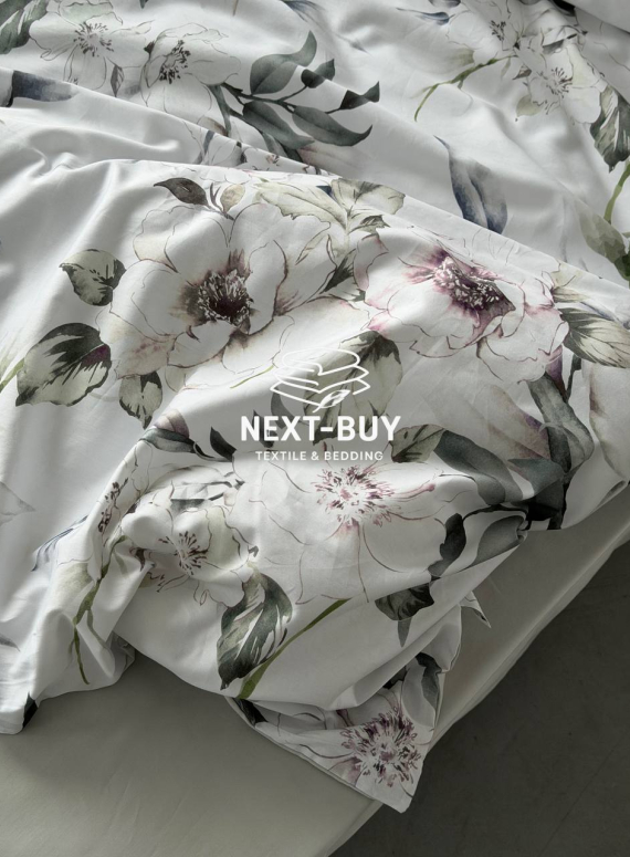 Постільна білизна преміум сатин 300 TC Digital Saheser RUMA євро комплект з дизайнерським квітковим принтом Туреччина