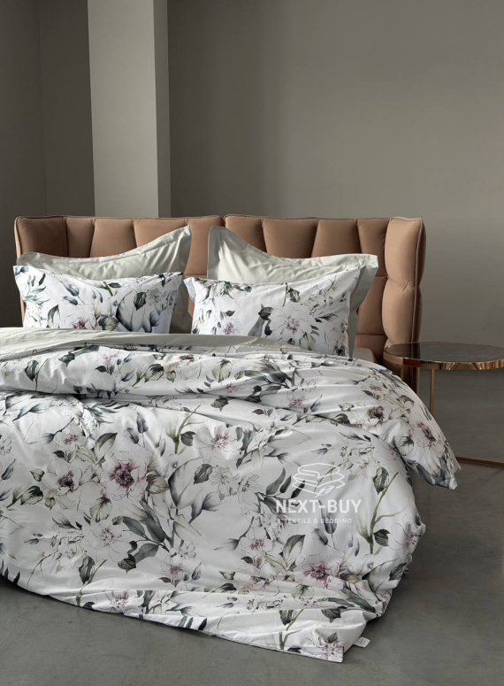 Постільна білизна преміум сатин 300 TC Digital Saheser RUMA євро комплект з дизайнерським квітковим принтом Туреччина
