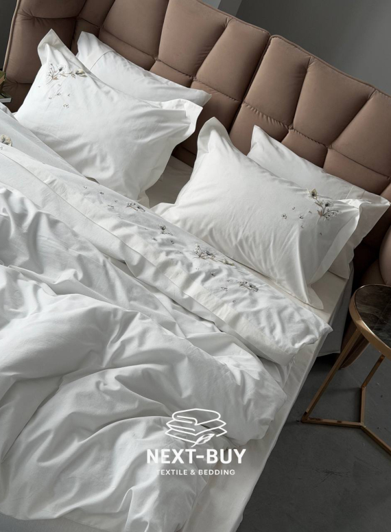 Постільна білизна євро Saheser Roman Варена бавовна з вишивкою