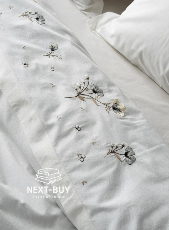 Постільна білизна євро Saheser Roman Варена бавовна з вишивкою