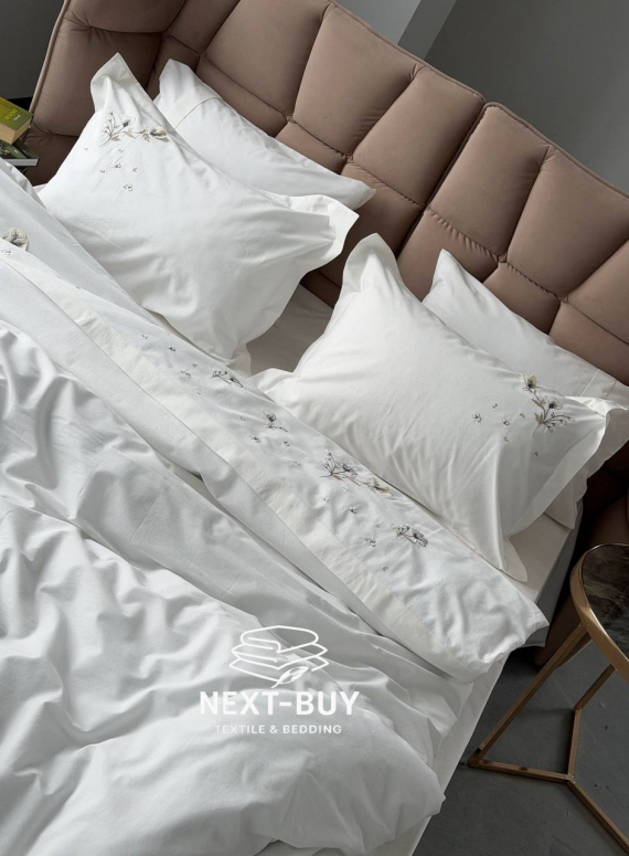 Постільна білизна євро Saheser Roman Варена бавовна з вишивкою