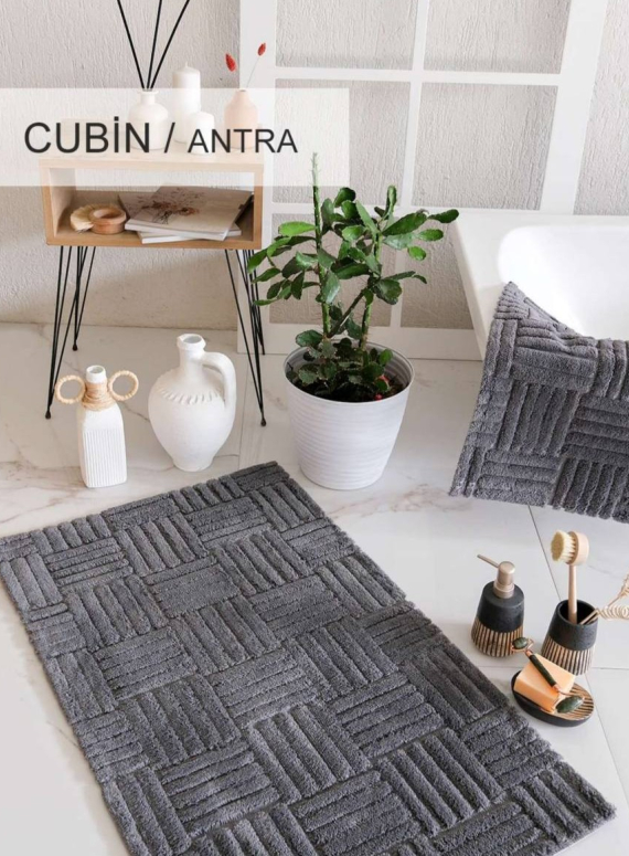 Набір килимків для ванної Cubin Antrasit 40×60 + 60×100 см | 100% бавовна | Туреччина