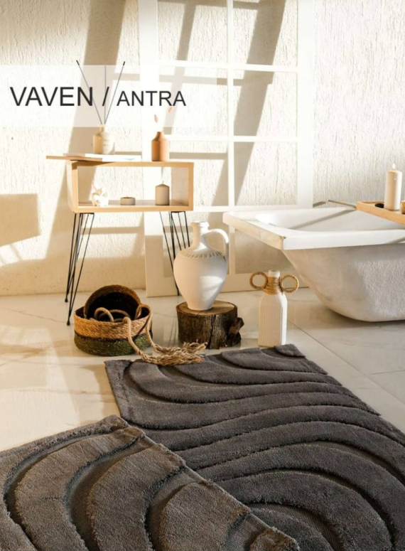 Набір килимків для ванної Vaven Antrasit 40×60 + 60×100 см | 100% бавовна | Туреччина