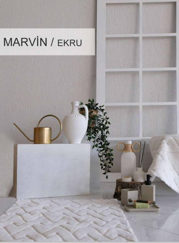 Набір килимків для ванної Marvin Ekru 40×60 + 60×100 см | 100% бавовна | Туреччина