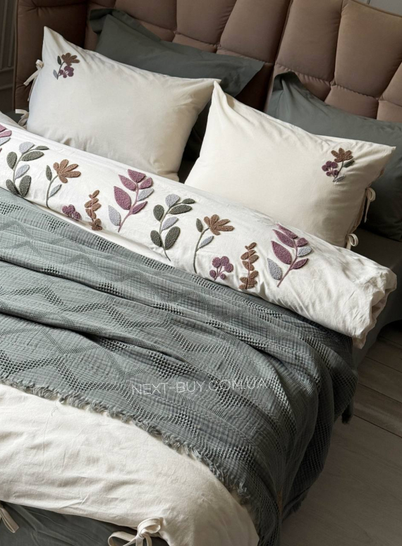 Постільна білизна з піке Saheser Paula Haki євро 200х220