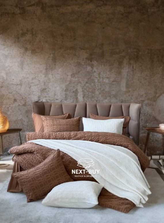Ексклюзивна постільна білизна Limasso Kristal Wood Smoke 200x220 з вареної бавовни