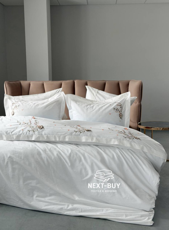 Постільна білизна Saheser COSMOS з вареної бавовни з аплікацією — преміум комплект Stonewashed Cotton, євро, Туреччина