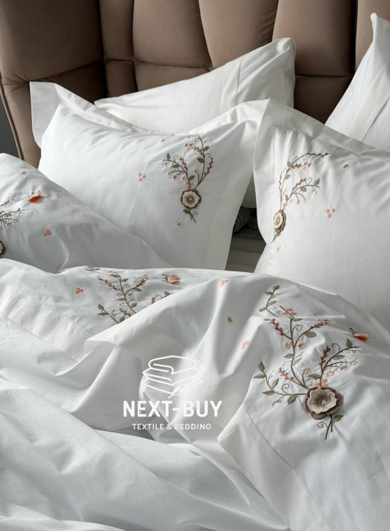 Постільна білизна Saheser COSMOS з вареної бавовни з аплікацією — преміум комплект Stonewashed Cotton, євро, Туреччина