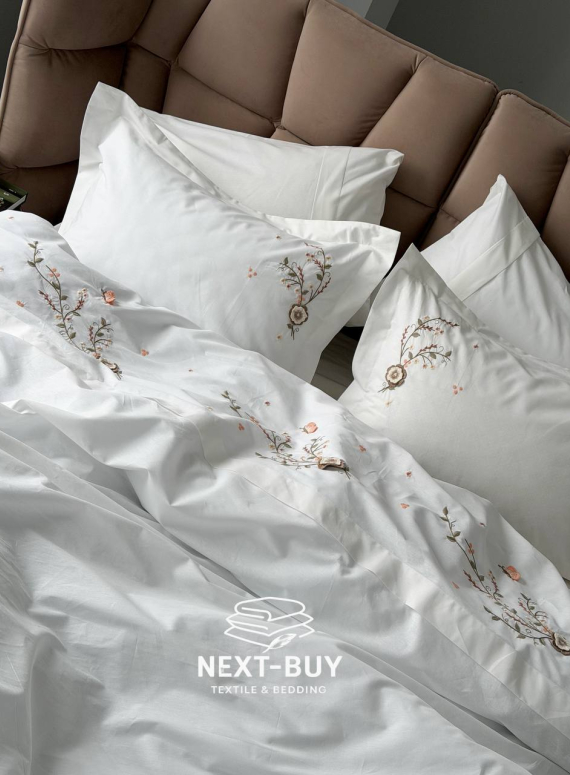 Постільна білизна Saheser COSMOS з вареної бавовни з аплікацією — преміум комплект Stonewashed Cotton, євро, Туреччина