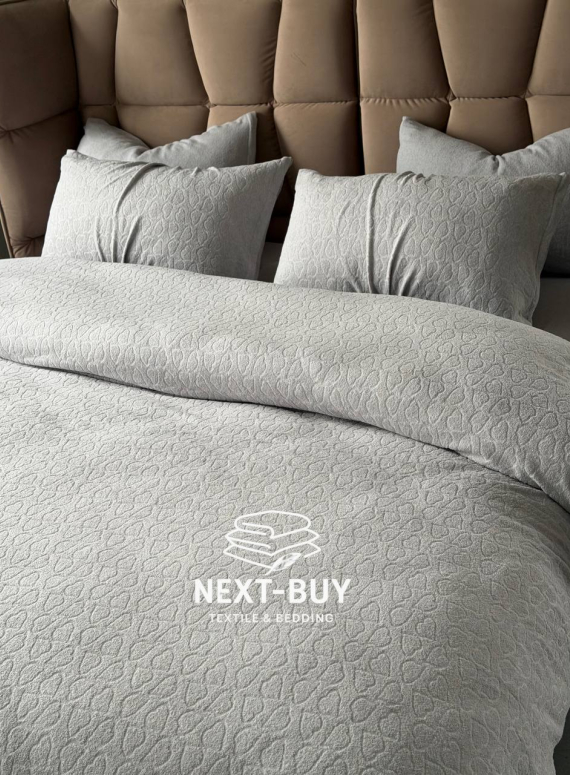 Постільна білизна махрова Maison D'or Jaquard Stretcu Terry Set Grey 200x220см