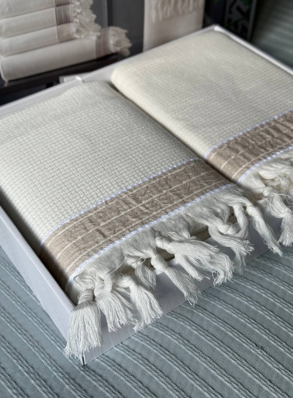 Рушники Maison D'or HARVEY ecru/biege ( 2шт 50*90 / 1шт 90*150)