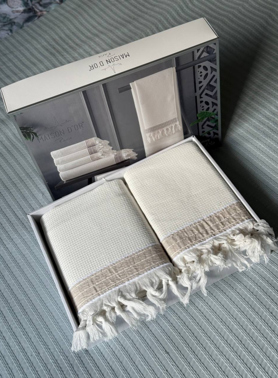 Рушники Maison D'or HARVEY ecru/biege ( 2шт 50*90 / 1шт 90*150)