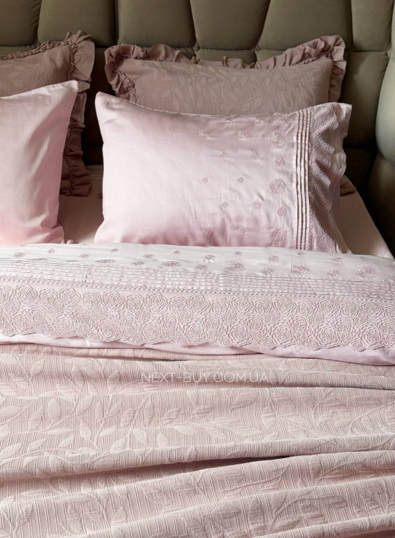 Maison D'or Roesia Estee Rose постільна білизна євро 200х220 сатин з вишивкою