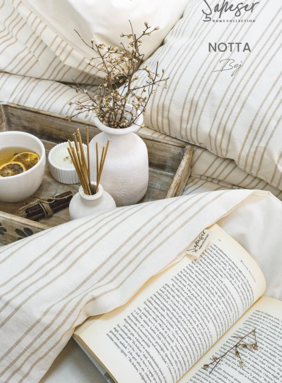 Постільна білизна з простирадлом на резинці Saheser Notta Bej Євро