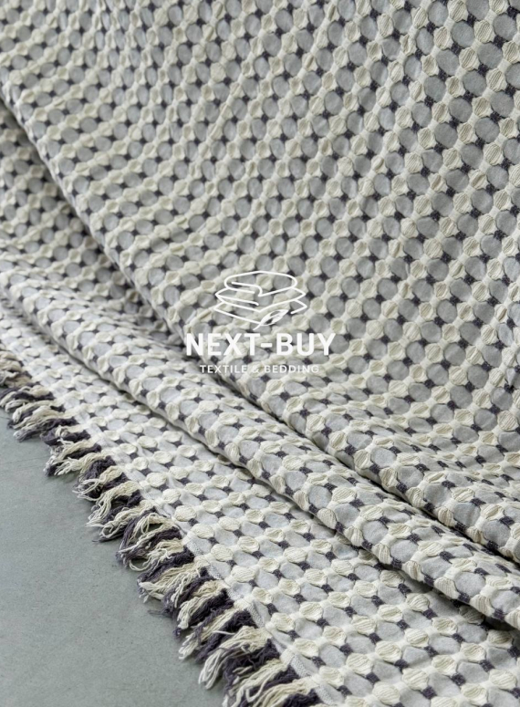 Легкий плед жатка з бахромою Maison D'or Paris Melodia сірий 220х240