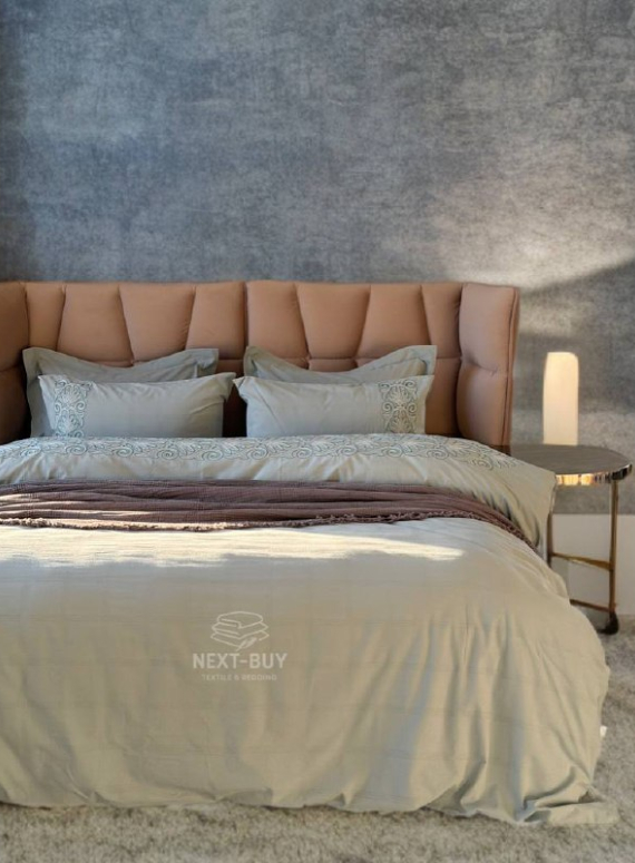 Постільна білизна Saheser Rocco Mint євро 200х220 jacquard