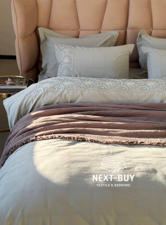 Постільна білизна Saheser Rocco Mint євро 200х220 jacquard