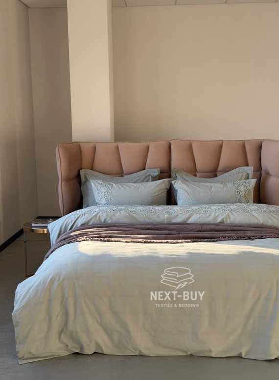 Постільна білизна Saheser Rocco Mint євро 200х220 jacquard