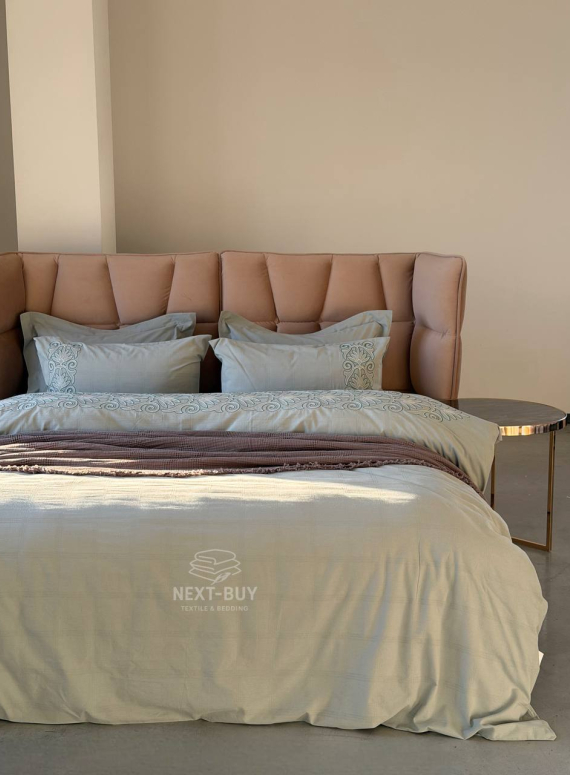 Постільна білизна Saheser Rocco Mint євро 200х220 jacquard