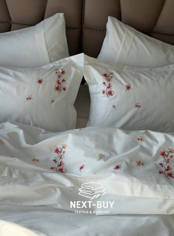 Постільна білизна Saheser Amber з вишивкою преміум комплект 100% бавовна, Туреччина (200×220)