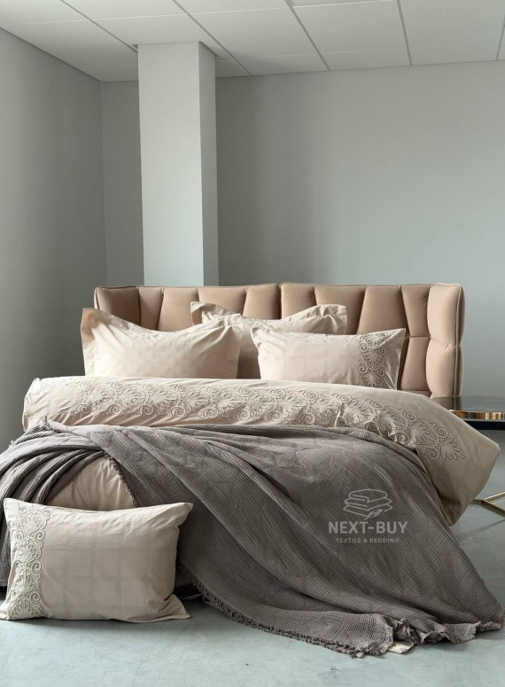 Постільна білизна Saheser Rocco Bej євро 200х220 jacquard