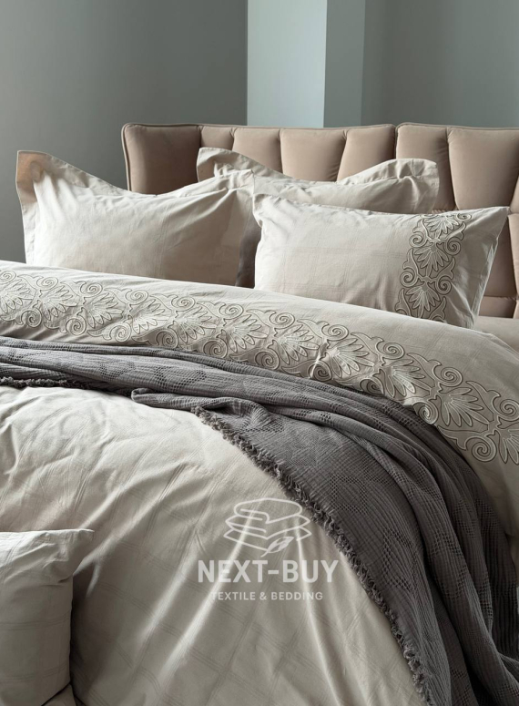 Постільна білизна Saheser Rocco Bej євро 200х220 jacquard