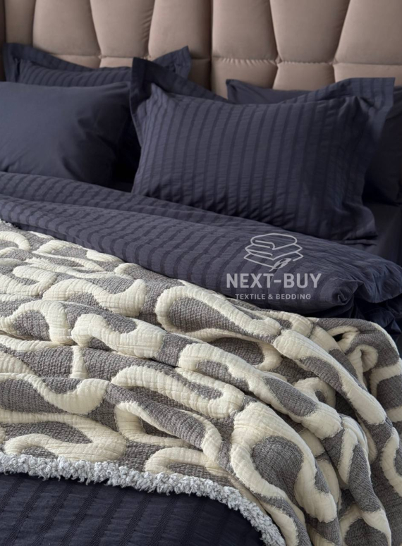 Муслінове покривало з наволочками Saheser Mervis antrasit євро Туреччина