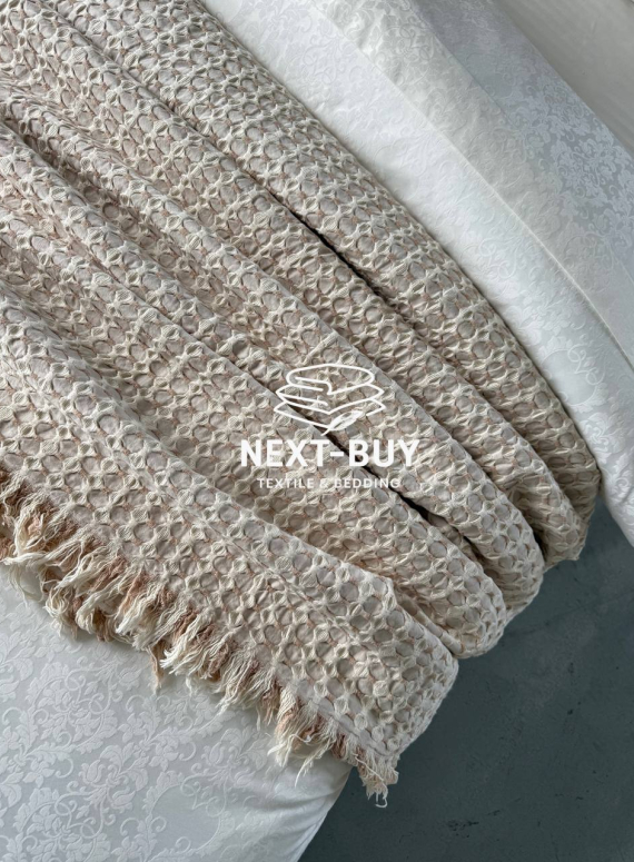 Легкий плед жатка з бахромою Maison D'or Paris Melodia beige 220х240