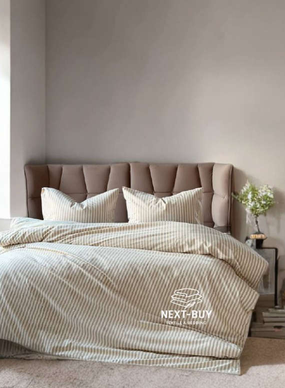 Постільна білизна з простирадлом на резинці Saheser Nives Bej Євро