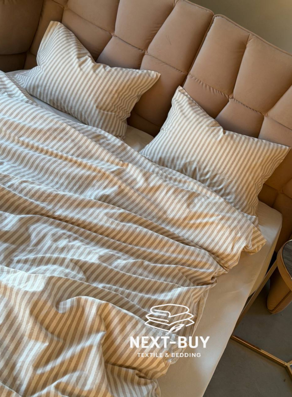 Комплект постільної білизни Saheser Nives Bej з рюшами - преміум бавовна, Туреччина