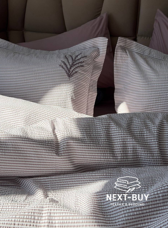 Постельное бельё ранфорс с покрывалом Ranforce Maribell Mürdüm фиолетовый Евро | Турция