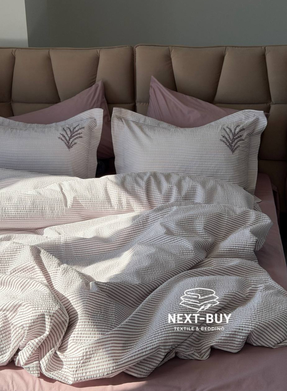 Постельное бельё ранфорс с покрывалом Ranforce Maribell Mürdüm фиолетовый Евро | Турция