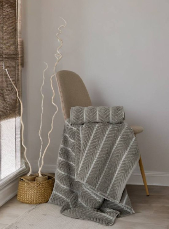 Рушники Multi Stone Grey – Туреччина, 100% бавовна, сірий з об’ємним візерунком 2 шт