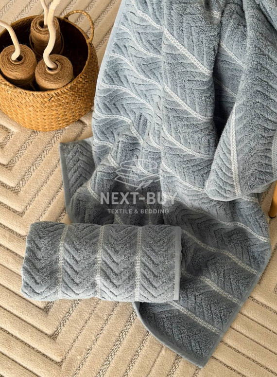 Рушники Multi Dusty Blue – Туреччина, 100% бавовна, сірий з об’ємним візерунком 2шт